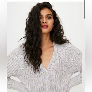 Aritizia Wilfred Cropped Knit Poesy Cardigan - Cotton Candy sparkly - Size Small